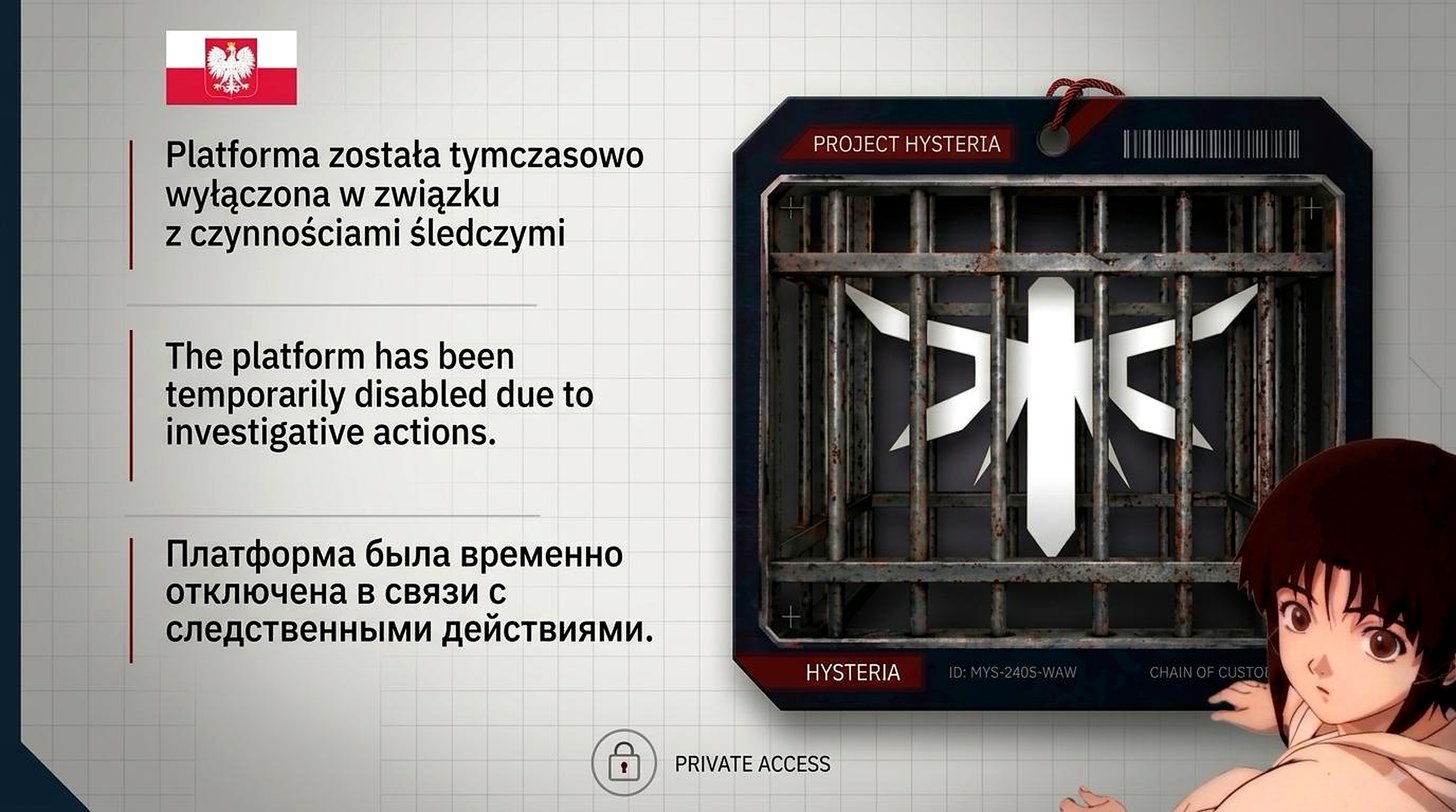 Hysteria platform notice
